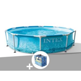 Kit piscine tubulaire Intex Metal Frame Ocean ronde 3,05 x 0,76 m + Bâche à bulles