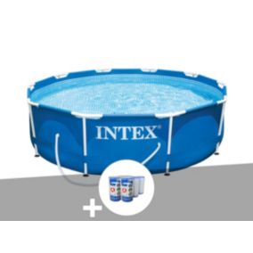 Kit piscine tubulaire Intex Metal Frame ronde 3,05 x 0,76 m + 6 cartouches de filtration