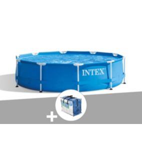 Kit piscine tubulaire Intex Metal Frame ronde 3,05 x 0,76 m + Bâche à bulles