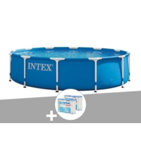 Kit piscine tubulaire Intex Metal Frame ronde 3,66 x 0,76 m + 6 cartouches de filtration