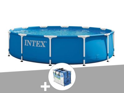 Kit piscine tubulaire Intex Metal Frame ronde 3,66 x 0,76 m + Bâche à bulles