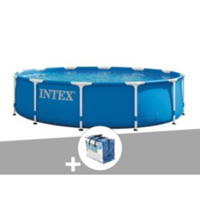 Kit piscine tubulaire Intex Metal Frame ronde 3,66 x 0,76 m + Bâche à bulles