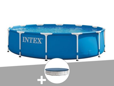 Kit piscine tubulaire Intex Metal Frame ronde 3,66 x 0,76 m + Bâche de protection