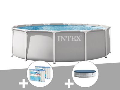 Kit piscine tubulaire Intex Prism Frame ronde 3,66 x 0,99 m + 6 cartouches de filtration + Bâche de protection