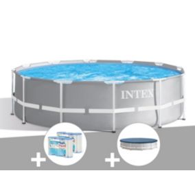 Kit piscine tubulaire Intex Prism Frame ronde 3,66 x 0,99 m + 6 cartouches de filtration + Bâche de protection