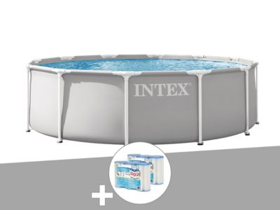 Kit piscine tubulaire Intex Prism Frame ronde 3,66 x 0,99 m + 6 cartouches de filtration