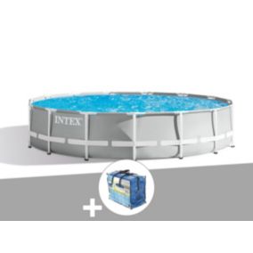 Kit piscine tubulaire Intex Prism Frame ronde 4,57 x 1,07 m + Bâche à bulles