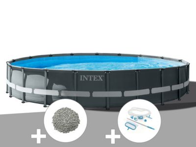 Kit piscine tubulaire Intex Ultra XTR Frame ronde 6,10 x 1,22 m + 20 kg de zéolite + Kit d'entretien