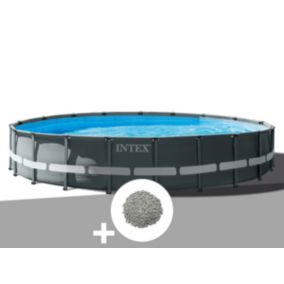 Kit piscine tubulaire Intex Ultra XTR Frame ronde 6,10 x 1,22 m + 20 kg de zéolite