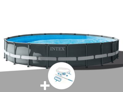 Kit piscine tubulaire Intex Ultra XTR Frame ronde 6,10 x 1,22 m + Kit d'entretien