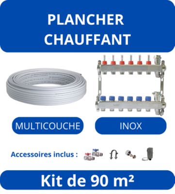Kit Plancher Chauffant 80/90 m²-Tube Multicouche - Collecteur Inox