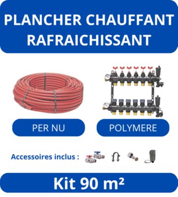 Kit Plancher Chauffant 80/90 m²-Tube PER - Collecteur Polymere
