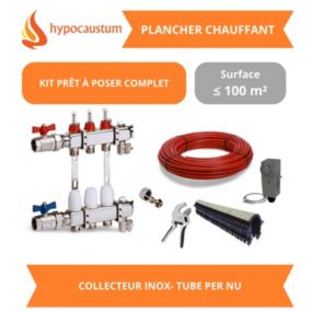 Kit plancher chauffant hydraulique 100 m² - Tube PER - Collecteur Inox