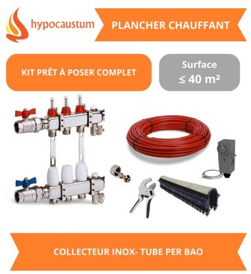 Kit plancher chauffant hydraulique 40 m² - Tube PER BAO - Collecteur Inox