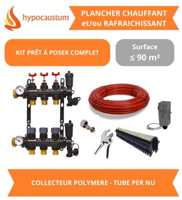 Kit plancher chauffant hydraulique 90 m² - Tube PER - Collecteur Polymère