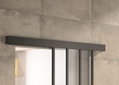 Kit porte 930 atelier noir verre depoli avec rail bandeau decor assorti