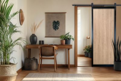 Kit porte coulissante avec rail rustique, rail recoupable 83 x 204 cm, Univers Skylab
