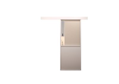 Kit porte coulissante en applique Contemporain blanc cadre en aluminium et verre transparent H 204 x 83 x 3,6 cm H 204 x 83 x 3,6 cm