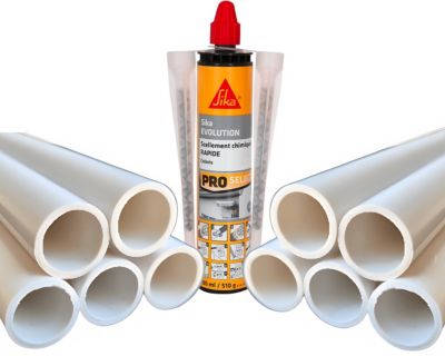 Kit pose Securipool BOIS O16mm avec 10 tubes PVC 50cm + résine époxy