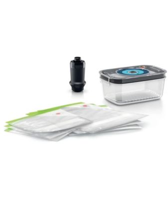 Kit pour mise sous vide - BOSCH - MSEV6FS1 - Boîte sous vide avec bac 1 L - 3 sacs de 1,2 L + 3 sacs de congélation (3,8 L)