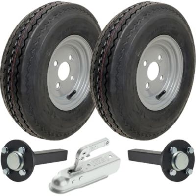 Kit pour remorque 4.80/4.00-8 : jantes homologuées pour la circulation routière à grande vitesse, moyeux, demi-essieux et attelage
