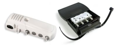 Kit préamplificateur de tête de mât TV 2 entrées UHF / 1 sortie réglable UHF/VHF - Fiche F