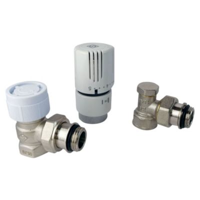 Kit équerre nickelé 1/2"  : robinet thermostatique + coude de réglage - Somatherm For You