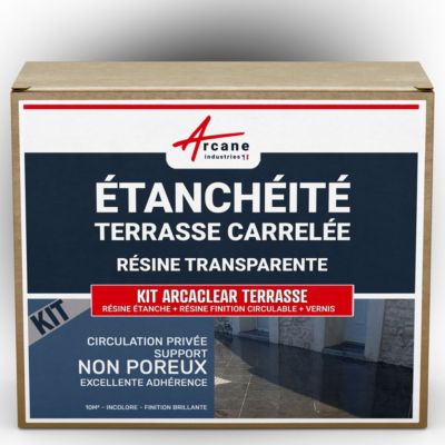 KIT Résine Etanchéité Terrasse Carrelée Finition Brillante - 10 m², circulation privée, support non poreux - ARCANE INDUSTRIES