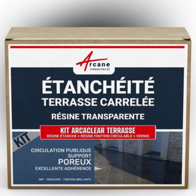 KIT Résine Etanchéité Terrasse Carrelée Finition Brillante - 5 m², circulation publique, support poreux - ARCANE INDUSTRIES