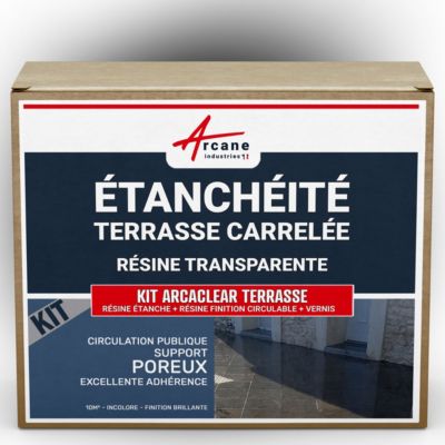 KIT Résine Etanchéité Terrasse Carrelée Finition Mate - 10 m², circulation publique support non poreux - ARCANE INDUSTRIES