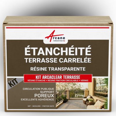 KIT Résine Etanchéité Terrasse Carrelée Finition Mate - 10 m², circulation publique support non poreux - ARCANE INDUSTRIES