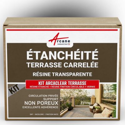 KIT Résine Etanchéité Terrasse Carrelée Finition Mate - 5 m², circulation privée, support non poreux - ARCANE INDUSTRIES