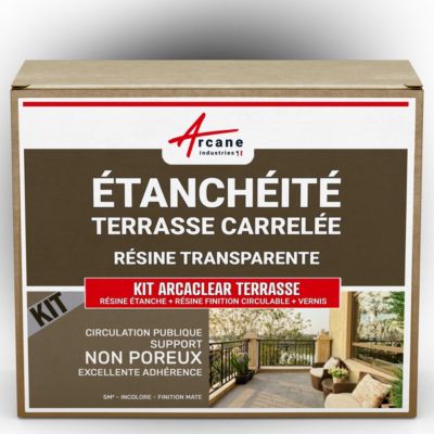 KIT Résine Etanchéité Terrasse Carrelée Finition Mate - 5 m², circulation publique support non poreux - ARCANE INDUSTRIES