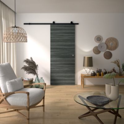 Kit Rail Desin Milano, porte coulissante, rail apparent acier 204 x 83 x 3,6 cm