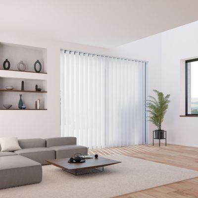 Kit rail et lamelles verticales orientables 127mm pour store californien ouverture latèral blanc l.180 x H.260cm Madeco