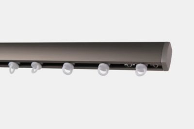 Kit rail à rideau gris 150 cm - 15x25mm - Fixation plafond - Boulet