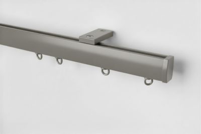 Kit rail à rideau gris 150 cm - 15x25mm - Fixation plafond - Boulet