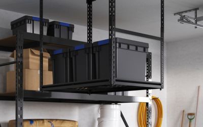 Kit Support Rangement Plafond Garage HyLoft 86x66cm - Réglable Jusqu'à 113kg - Hammertone
