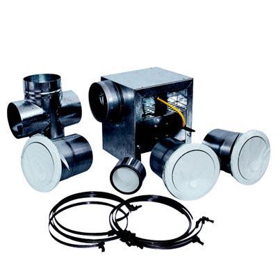 Kit récupérateur d'air chaud pour poêle à bois et cheminée, 350 m³/h max, 3 bouches, Autogyre