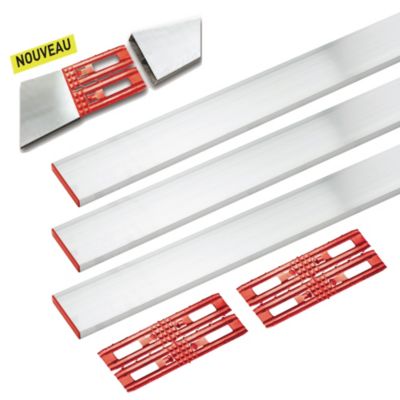 Kit règles de maçon 3 x 1 mètre Ocai Fixaluminium + 2 adaptateurs et sacoche de rangement