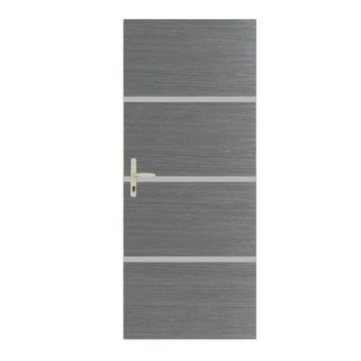 Kit RENO'PORTE non encollé 85 x 50 cm gris agate et profilés alu rénovation porte