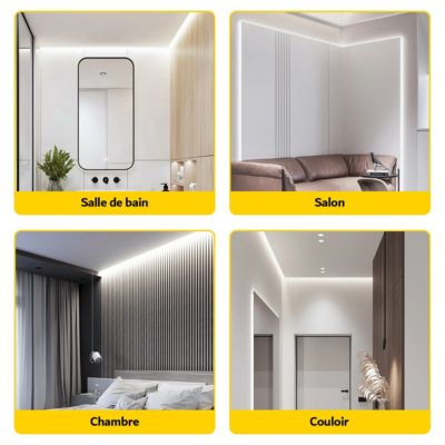 Kit Ruban LED 230v 10M blanc froid 6000K étanche IP67 avec fixations fournies, intérieur et extérieur