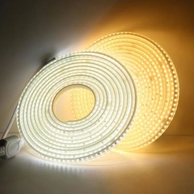 Kit Ruban LED 230v 10M blanc froid 6000K étanche IP67 avec fixations fournies, intérieur et extérieur