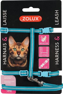 Kit sellerie pour chat bleu Zolux harnais et laisse