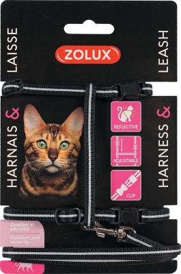 Kit sellerie pour chat noir Zolux harnais et laisse