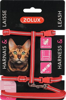 Kit sellerie pour chat rouge Zolux harnais et laisse