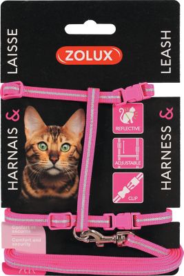 Kit sellerie pour chat Zolux rose harnais et laisse