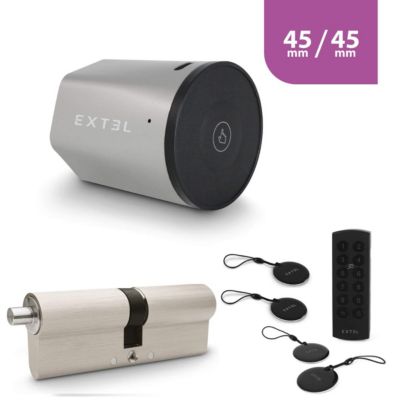 Kit Serrure Connectée Extel Lock + cylindre 45/45 mm + clavier sans fil + 2 badges supplémentaires