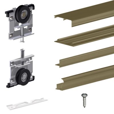 Kit SLID'UP 220 aluminium anodisé bronze pour 3 portes de placard coulissantes 18 mm - rail 2,7 m - 70 kg