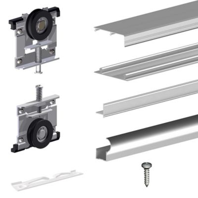 Kit SLID'UP 230 aluminium anodisé naturel pour 2 portes de placard coulissantes 19 mm - rail 1,8 m - 70 kg